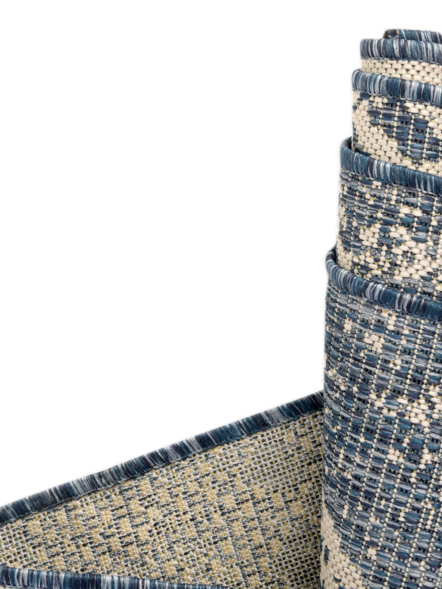 Blue 6' 1 x 6' 1 Outdoor Bohemian Round Area Rug Weather Resistant for Patio, Deck, Terrace, Balcony, Porch 100% Polypropylene Boho Carpet Mat for Sale at Rug Engine