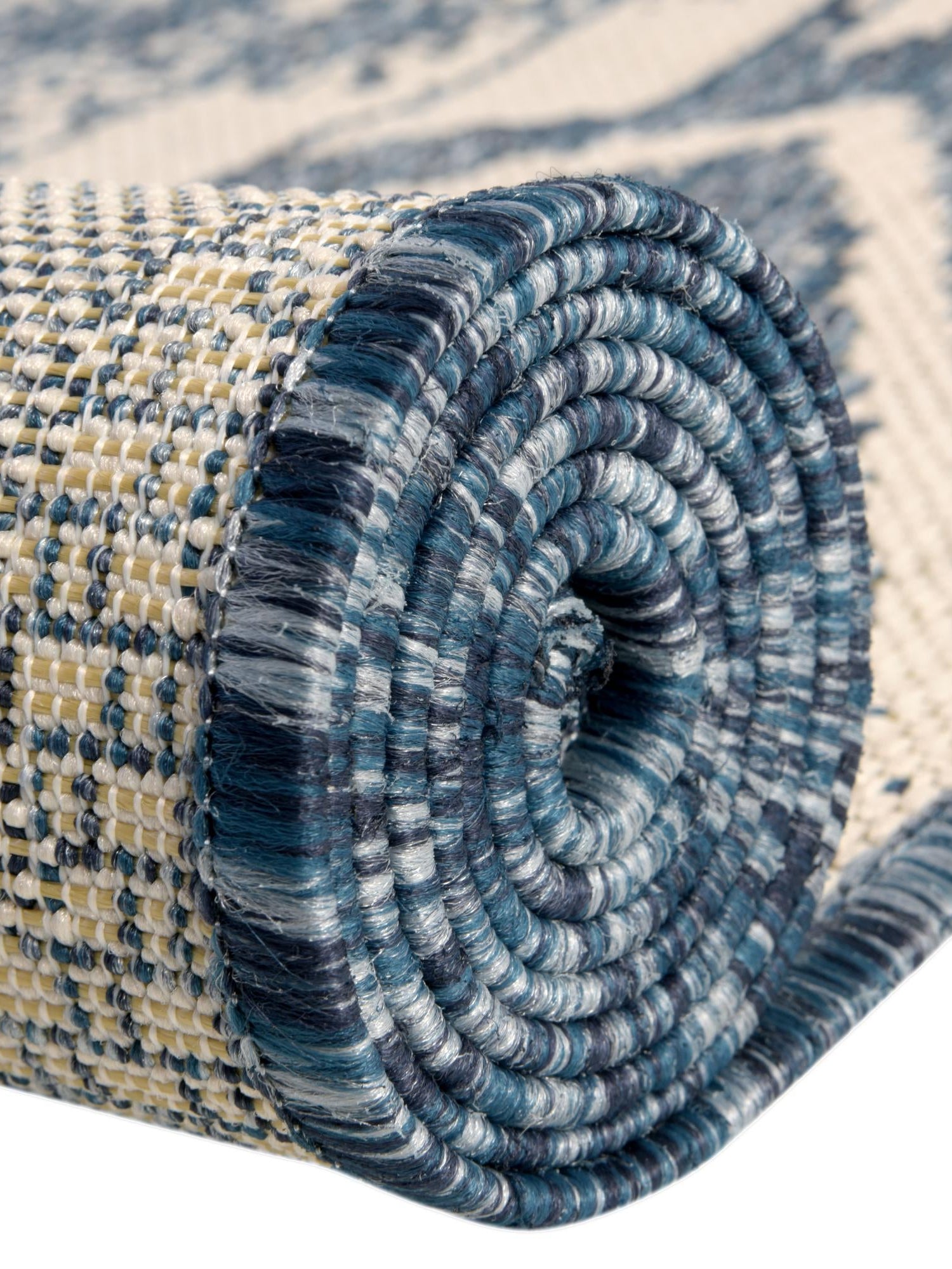Blue 6' 1 x 6' 1 Outdoor Bohemian Round Area Rug Weather Resistant for Patio, Deck, Terrace, Balcony, Porch 100% Polypropylene Boho Carpet Mat for Sale at Rug Engine