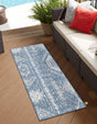 Blue 3' 3 x 14' 1 Outdoor Bohemian Runner Area Rug Weather Resistant for Patio, Deck, Terrace, Balcony, Porch 100% Polypropylene Boho Carpet Mat for Sale at Rug Engine