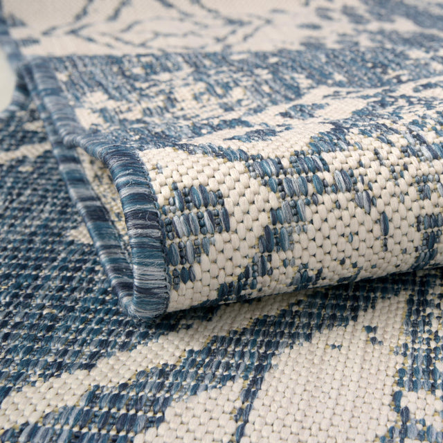 Blue 2' x 6' 1 Outdoor Bohemian Runner Area Rug Weather Resistant for Patio, Deck, Terrace, Balcony, Porch 100% Polypropylene Boho Carpet Mat for Sale at Rug Engine