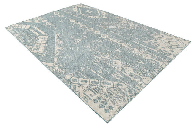 Light Aqua 7' 1 x 10' Outdoor Bohemian Rectangle Area Rug Weather Resistant for Patio, Deck, Terrace, Balcony, Porch 100% Polypropylene Boho Carpet Mat for Sale at Rug Engine