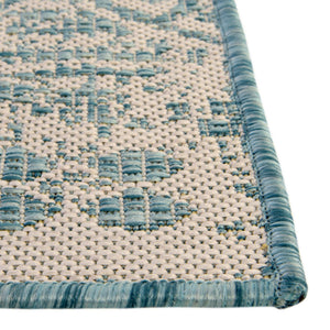 Light Aqua 2' x 3' 1 Outdoor Bohemian Rectangle Area Rug Weather Resistant for Patio, Deck, Terrace, Balcony, Porch 100% Polypropylene Boho Carpet Mat for Sale at Rug Engine