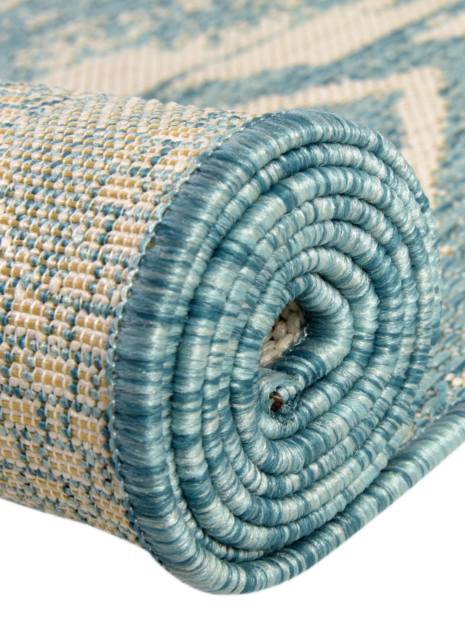 Light Aqua 5' 3 x 8' Outdoor Bohemian Rectangle Area Rug Weather Resistant for Patio, Deck, Terrace, Balcony, Porch 100% Polypropylene Boho Carpet Mat for Sale at Rug Engine