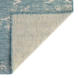 Light Aqua 5' 3 x 5' 3 Outdoor Bohemian Square Area Rug Weather Resistant for Patio, Deck, Terrace, Balcony, Porch 100% Polypropylene Boho Carpet Mat for Sale at Rug Engine