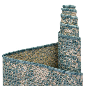 Light Aqua 5' 3 x 5' 3 Outdoor Bohemian Square Area Rug Weather Resistant for Patio, Deck, Terrace, Balcony, Porch 100% Polypropylene Boho Carpet Mat for Sale at Rug Engine