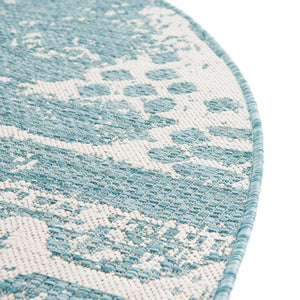 Light Aqua 13' 1 x 13' 1 Outdoor Bohemian Round Area Rug Weather Resistant for Patio, Deck, Terrace, Balcony, Porch 100% Polypropylene Boho Carpet Mat for Sale at Rug Engine