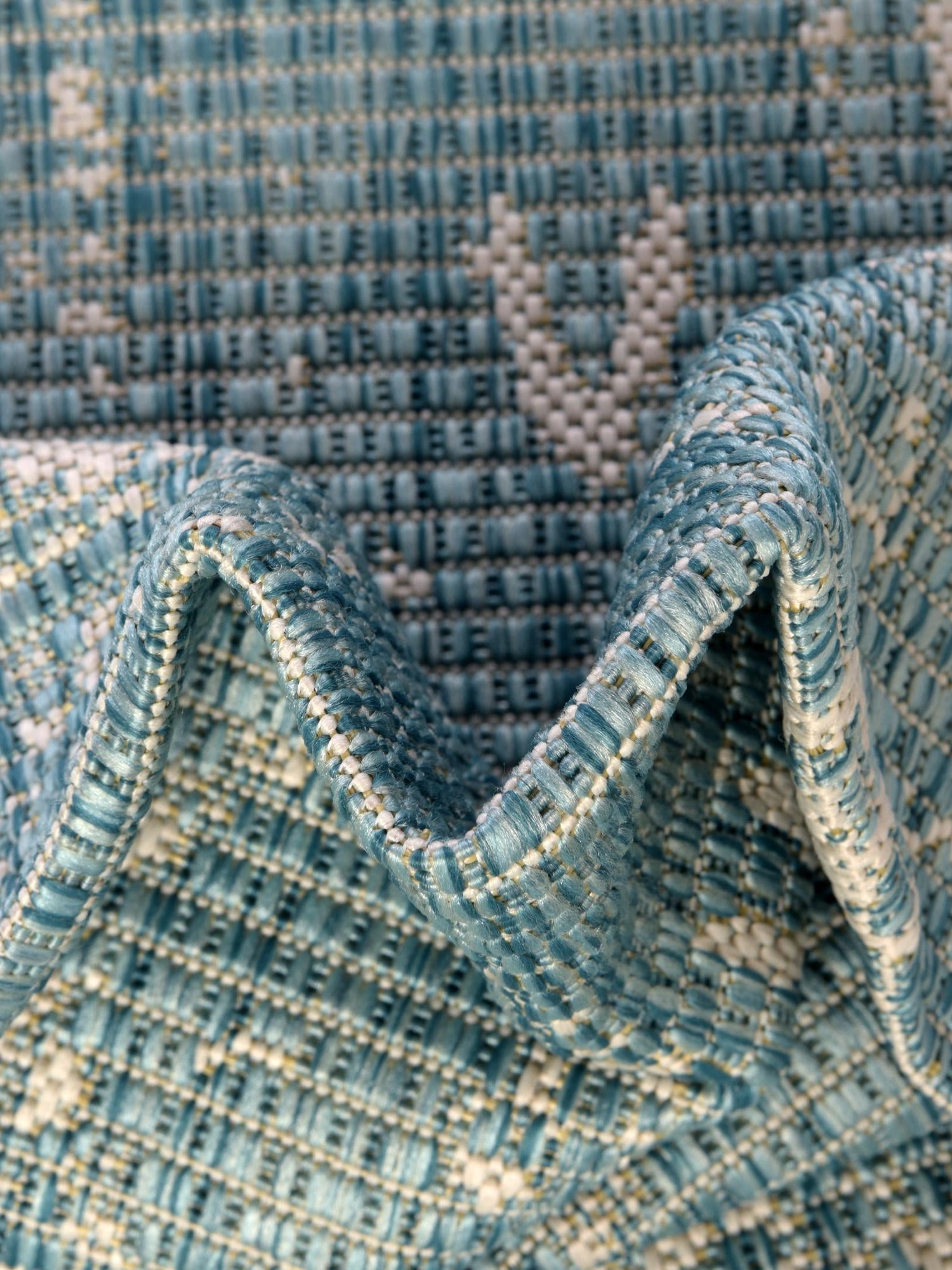 Light Aqua 3' 1 x 3' 1 Outdoor Bohemian Round Area Rug Weather Resistant for Patio, Deck, Terrace, Balcony, Porch 100% Polypropylene Boho Carpet Mat for Sale at Rug Engine