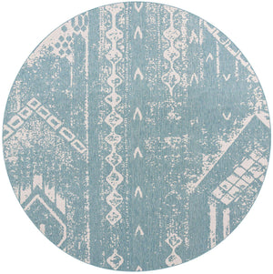 Light Aqua 13' 1 x 13' 1 Outdoor Bohemian Round Area Rug Weather Resistant for Patio, Deck, Terrace, Balcony, Porch 100% Polypropylene Boho Carpet Mat for Sale at Rug Engine