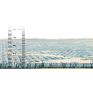 Light Aqua 2' x 4' 1 Outdoor Bohemian Runner Area Rug Weather Resistant for Patio, Deck, Terrace, Balcony, Porch 100% Polypropylene Boho Carpet Mat for Sale at Rug Engine