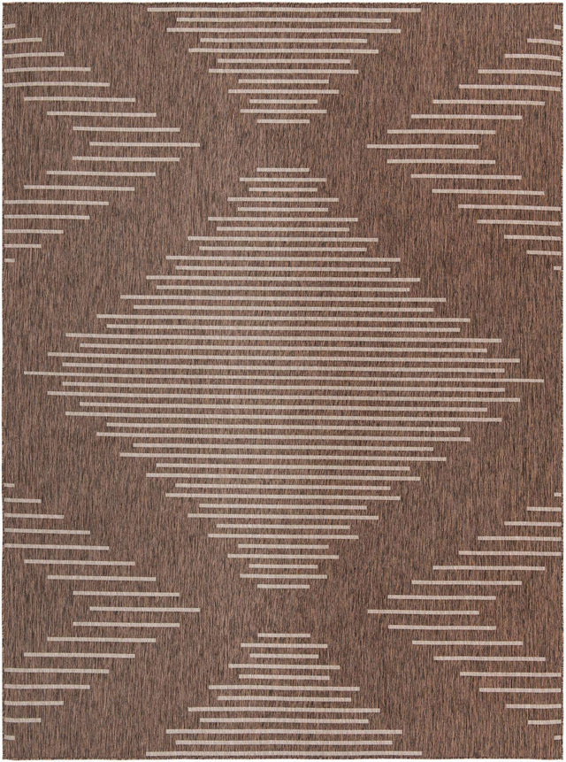 Brown 10' x 13' 1 Outdoor Modern Rectangle Area Rug Weather Resistant for Patio, Deck, Terrace, Balcony, Porch 100% Polypropylene Modern Outside Carpet for Sale at Rug Engine