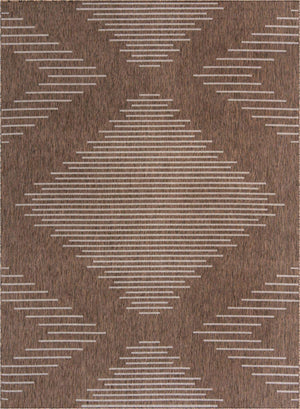 Brown 9' x 12' Outdoor Modern Rectangle Area Rug Weather Resistant for Patio, Deck, Terrace, Balcony, Porch 100% Polypropylene Modern Outside Carpet for Sale at Rug Engine