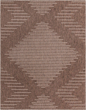 Brown 7' 10 x 10' Outdoor Modern Rectangle Area Rug Weather Resistant for Patio, Deck, Terrace, Balcony, Porch 100% Polypropylene Modern Outside Carpet for Sale at Rug Engine