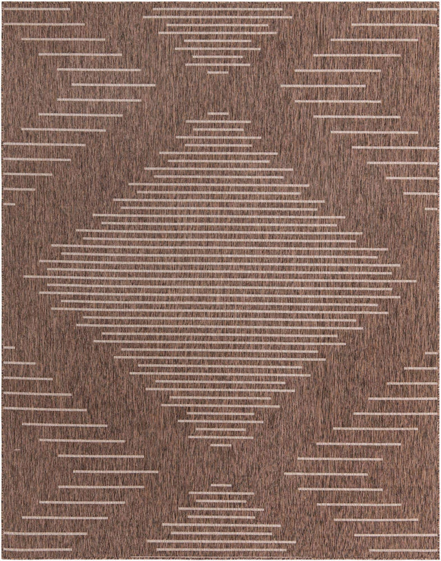 Brown 7' 10 x 10' Outdoor Modern Rectangle Area Rug Weather Resistant for Patio, Deck, Terrace, Balcony, Porch 100% Polypropylene Modern Outside Carpet for Sale at Rug Engine