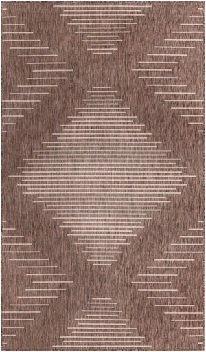 Brown 6' 1 x 9' Outdoor Modern Rectangle Area Rug Weather Resistant for Patio, Deck, Terrace, Balcony, Porch 100% Polypropylene Modern Outside Carpet for Sale at Rug Engine