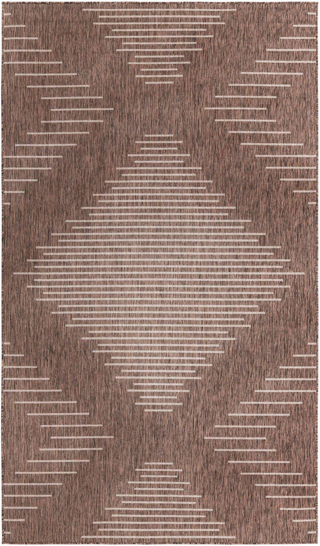Brown 6' 1 x 9' Outdoor Modern Rectangle Area Rug Weather Resistant for Patio, Deck, Terrace, Balcony, Porch 100% Polypropylene Modern Outside Carpet for Sale at Rug Engine