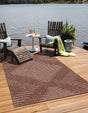 Brown 7' 1 x 10' Outdoor Modern Rectangle Area Rug Weather Resistant for Patio, Deck, Terrace, Balcony, Porch 100% Polypropylene Modern Outside Carpet for Sale at Rug Engine