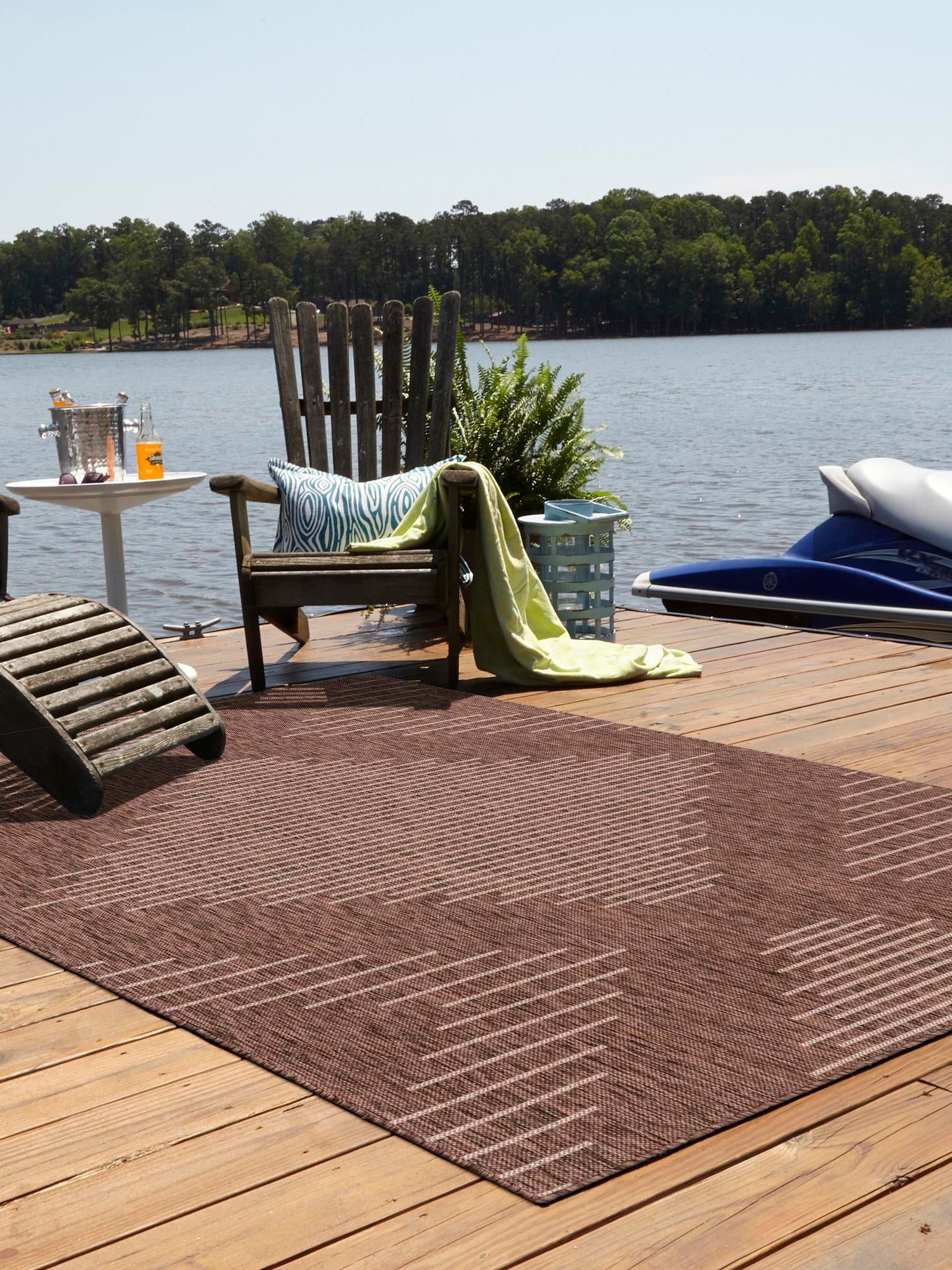 Brown 10' x 13' 1 Outdoor Modern Rectangle Area Rug Weather Resistant for Patio, Deck, Terrace, Balcony, Porch 100% Polypropylene Modern Outside Carpet for Sale at Rug Engine