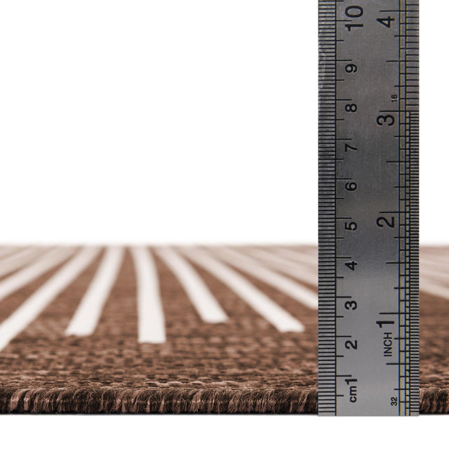Brown 6' 1 x 9' Outdoor Modern Rectangle Area Rug Weather Resistant for Patio, Deck, Terrace, Balcony, Porch 100% Polypropylene Modern Outside Carpet for Sale at Rug Engine