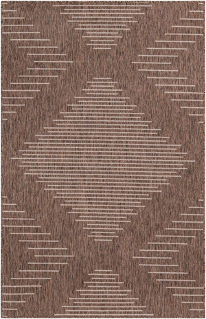 Brown 5' 3 x 8' Outdoor Modern Rectangle Area Rug Weather Resistant for Patio, Deck, Terrace, Balcony, Porch 100% Polypropylene Modern Outside Carpet for Sale at Rug Engine