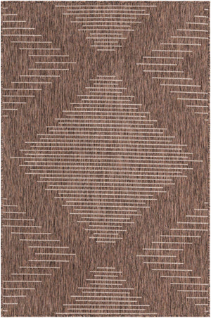 Brown 4' 1 x 6' 1 Outdoor Modern Rectangle Area Rug Weather Resistant for Patio, Deck, Terrace, Balcony, Porch 100% Polypropylene Modern Outside Carpet for Sale at Rug Engine