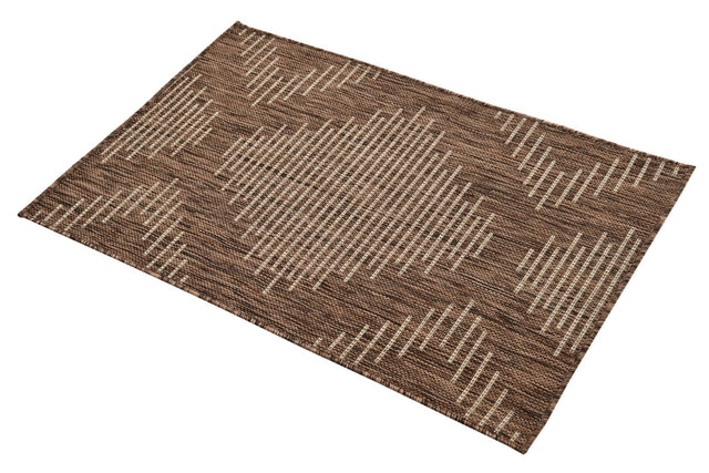 Brown 2' x 3' 1 Outdoor Modern Rectangle Area Rug Weather Resistant for Patio, Deck, Terrace, Balcony, Porch 100% Polypropylene Modern Outside Carpet for Sale at Rug Engine