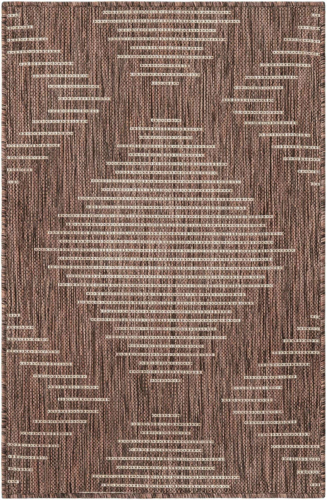 Brown 2' x 3' 1 Outdoor Modern Rectangle Area Rug Weather Resistant for Patio, Deck, Terrace, Balcony, Porch 100% Polypropylene Modern Outside Carpet for Sale at Rug Engine