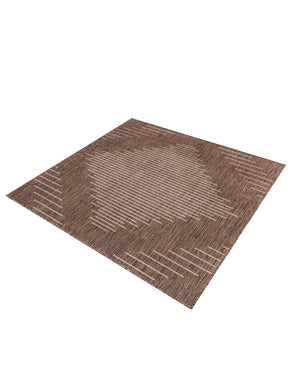 Brown 5' 3 x 5' 3 Outdoor Modern Square Area Rug Weather Resistant for Patio, Deck, Terrace, Balcony, Porch 100% Polypropylene Modern Outside Carpet for Sale at Rug Engine