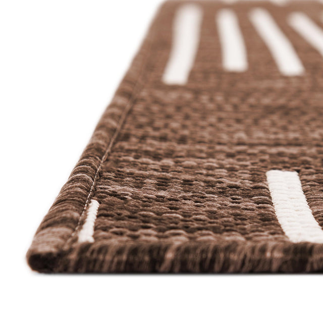Brown 5' 3 x 5' 3 Outdoor Modern Square Area Rug Weather Resistant for Patio, Deck, Terrace, Balcony, Porch 100% Polypropylene Modern Outside Carpet for Sale at Rug Engine