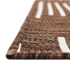 Brown 7' 1 x 7' 1 Outdoor Modern Square Area Rug Weather Resistant for Patio, Deck, Terrace, Balcony, Porch 100% Polypropylene Modern Outside Carpet for Sale at Rug Engine
