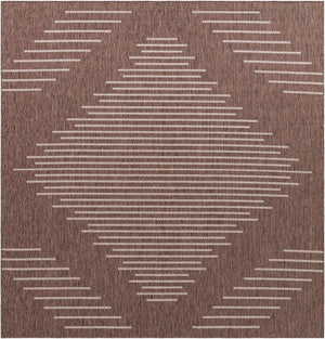 Brown 10' 8 x 10' 8 Outdoor Modern Square Area Rug Weather Resistant for Patio, Deck, Terrace, Balcony, Porch 100% Polypropylene Modern Outside Carpet for Sale at Rug Engine