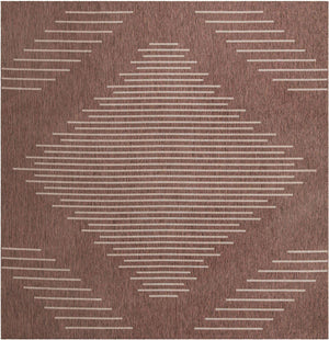Brown 13' 1 x 13' 1 Outdoor Modern Square Area Rug Weather Resistant for Patio, Deck, Terrace, Balcony, Porch 100% Polypropylene Modern Outside Carpet for Sale at Rug Engine