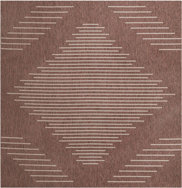 Brown 13' 1 x 13' 1 Outdoor Modern Square Area Rug Weather Resistant for Patio, Deck, Terrace, Balcony, Porch 100% Polypropylene Modern Outside Carpet for Sale at Rug Engine