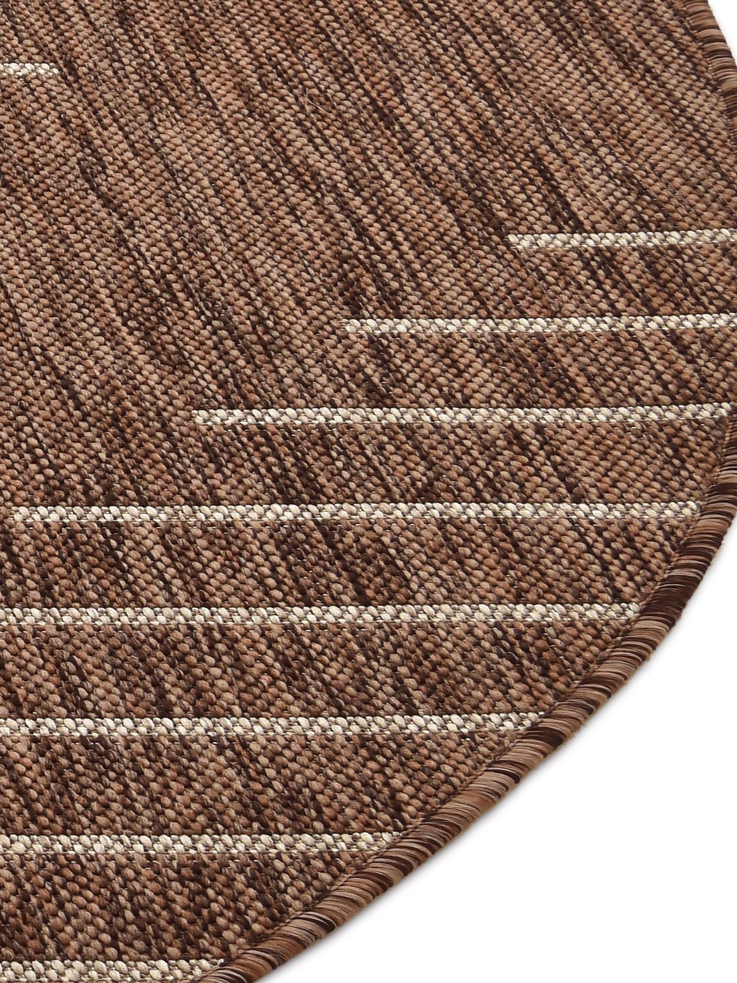 Brown 7' 10 x 7' 10 Outdoor Modern Round Area Rug Weather Resistant for Patio, Deck, Terrace, Balcony, Porch 100% Polypropylene Modern Outside Carpet for Sale at Rug Engine
