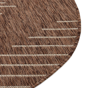 Brown 4' 1 x 4' 1 Outdoor Modern Round Area Rug Weather Resistant for Patio, Deck, Terrace, Balcony, Porch 100% Polypropylene Modern Outside Carpet for Sale at Rug Engine