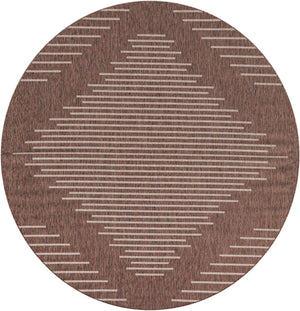 Brown 10' 8 x 10' 8 Outdoor Modern Round Area Rug Weather Resistant for Patio, Deck, Terrace, Balcony, Porch 100% Polypropylene Modern Outside Carpet for Sale at Rug Engine