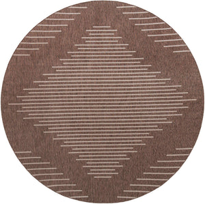 Brown 13' 1 x 13' 1 Outdoor Modern Round Area Rug Weather Resistant for Patio, Deck, Terrace, Balcony, Porch 100% Polypropylene Modern Outside Carpet for Sale at Rug Engine