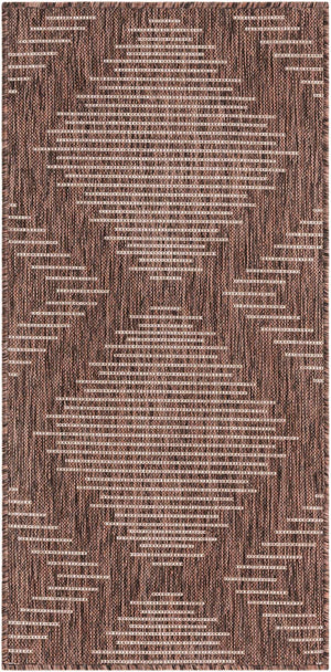 Brown 2' x 4' 1 Outdoor Modern Runner Area Rug Weather Resistant for Patio, Deck, Terrace, Balcony, Porch 100% Polypropylene Modern Outside Carpet for Sale at Rug Engine
