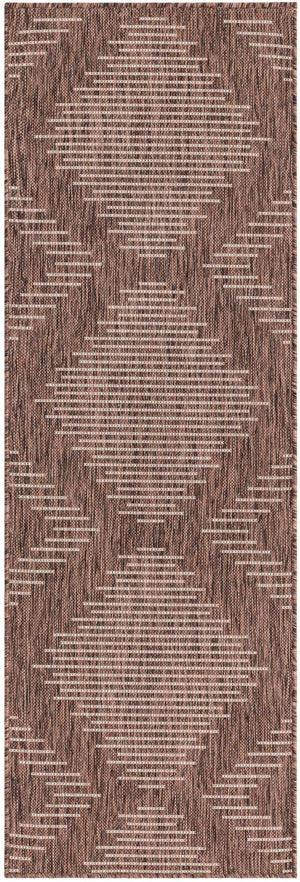 Brown 2' x 6' 1 Outdoor Modern Runner Area Rug Weather Resistant for Patio, Deck, Terrace, Balcony, Porch 100% Polypropylene Modern Outside Carpet for Sale at Rug Engine
