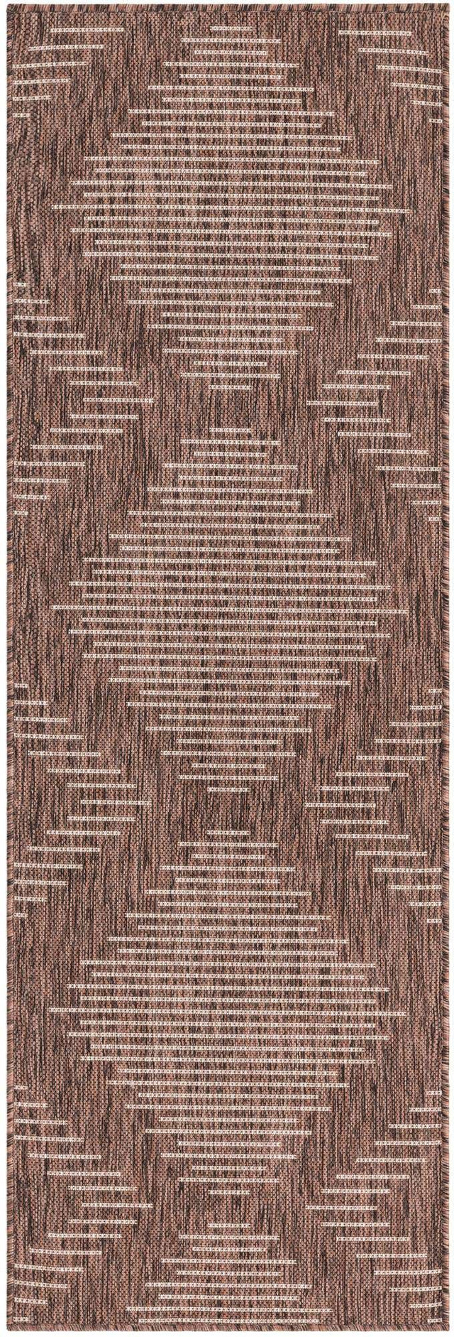 Brown 2' x 6' 1 Outdoor Modern Runner Area Rug Weather Resistant for Patio, Deck, Terrace, Balcony, Porch 100% Polypropylene Modern Outside Carpet for Sale at Rug Engine