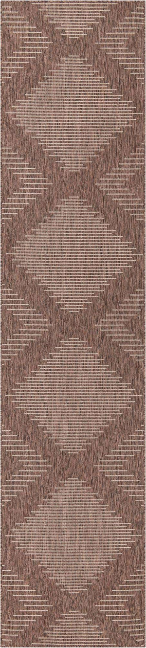 Brown 3' 3 x 14' 1 Outdoor Modern Runner Area Rug Weather Resistant for Patio, Deck, Terrace, Balcony, Porch 100% Polypropylene Modern Outside Carpet for Sale at Rug Engine