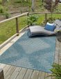 Light Aqua 5' 3 x 8' Outdoor Modern Rectangle Area Rug Weather Resistant for Patio, Deck, Terrace, Balcony, Porch 100% Polypropylene Modern Outside Carpet for Sale at Rug Engine