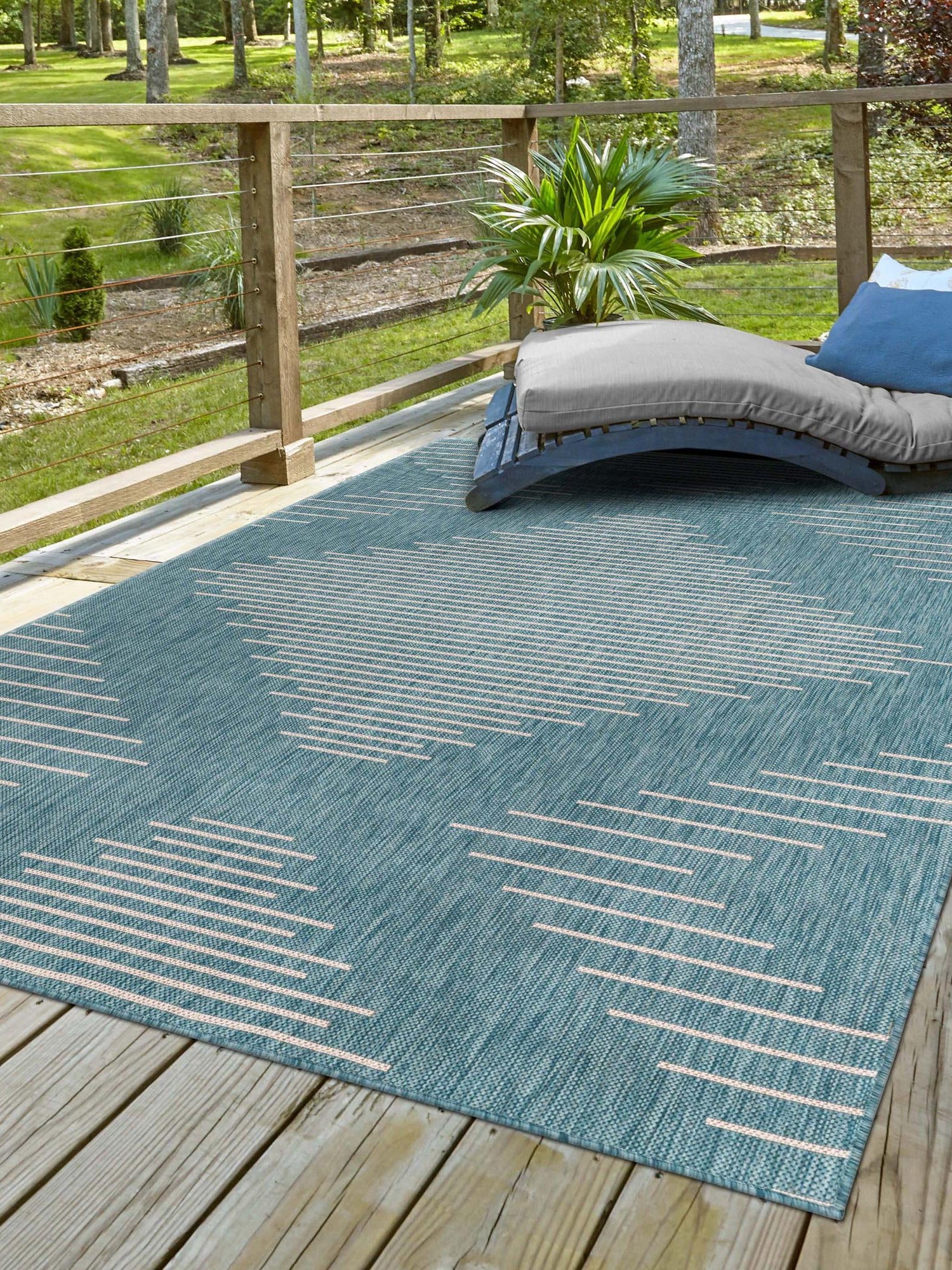 Light Aqua 9' x 12' Outdoor Modern Rectangle Area Rug Weather Resistant for Patio, Deck, Terrace, Balcony, Porch 100% Polypropylene Modern Outside Carpet for Sale at Rug Engine