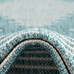 Light Aqua 5' 3 x 8' Outdoor Modern Rectangle Area Rug Weather Resistant for Patio, Deck, Terrace, Balcony, Porch 100% Polypropylene Modern Outside Carpet for Sale at Rug Engine