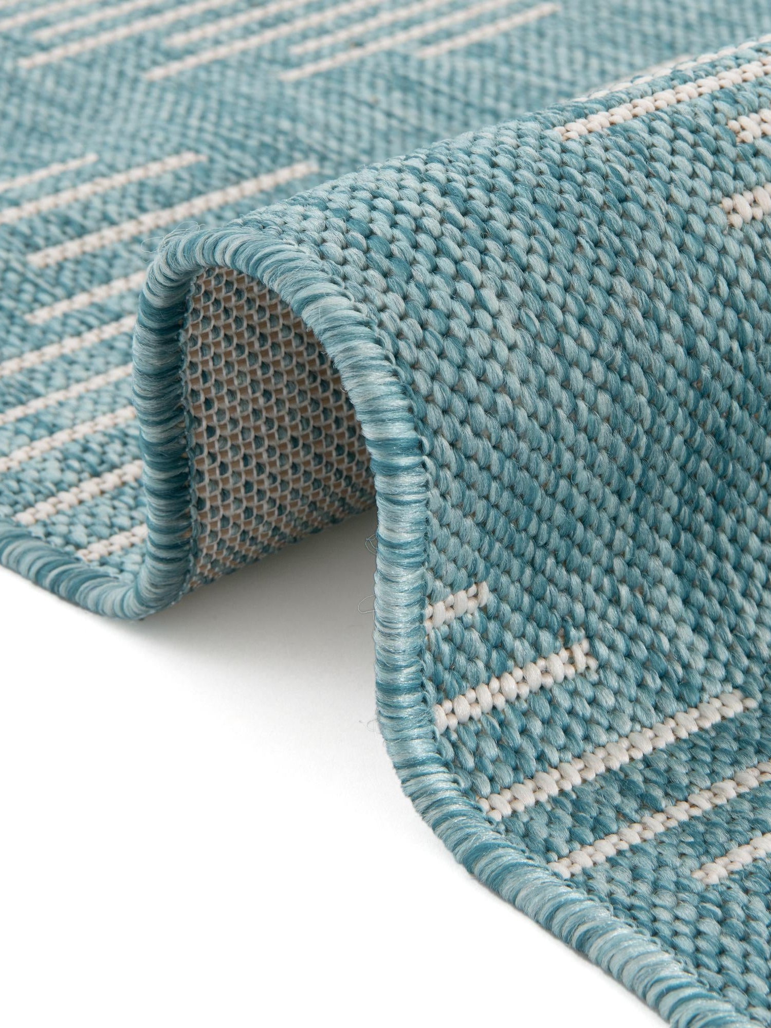 Light Aqua 6' 1 x 9' Outdoor Modern Rectangle Area Rug Weather Resistant for Patio, Deck, Terrace, Balcony, Porch 100% Polypropylene Modern Outside Carpet for Sale at Rug Engine