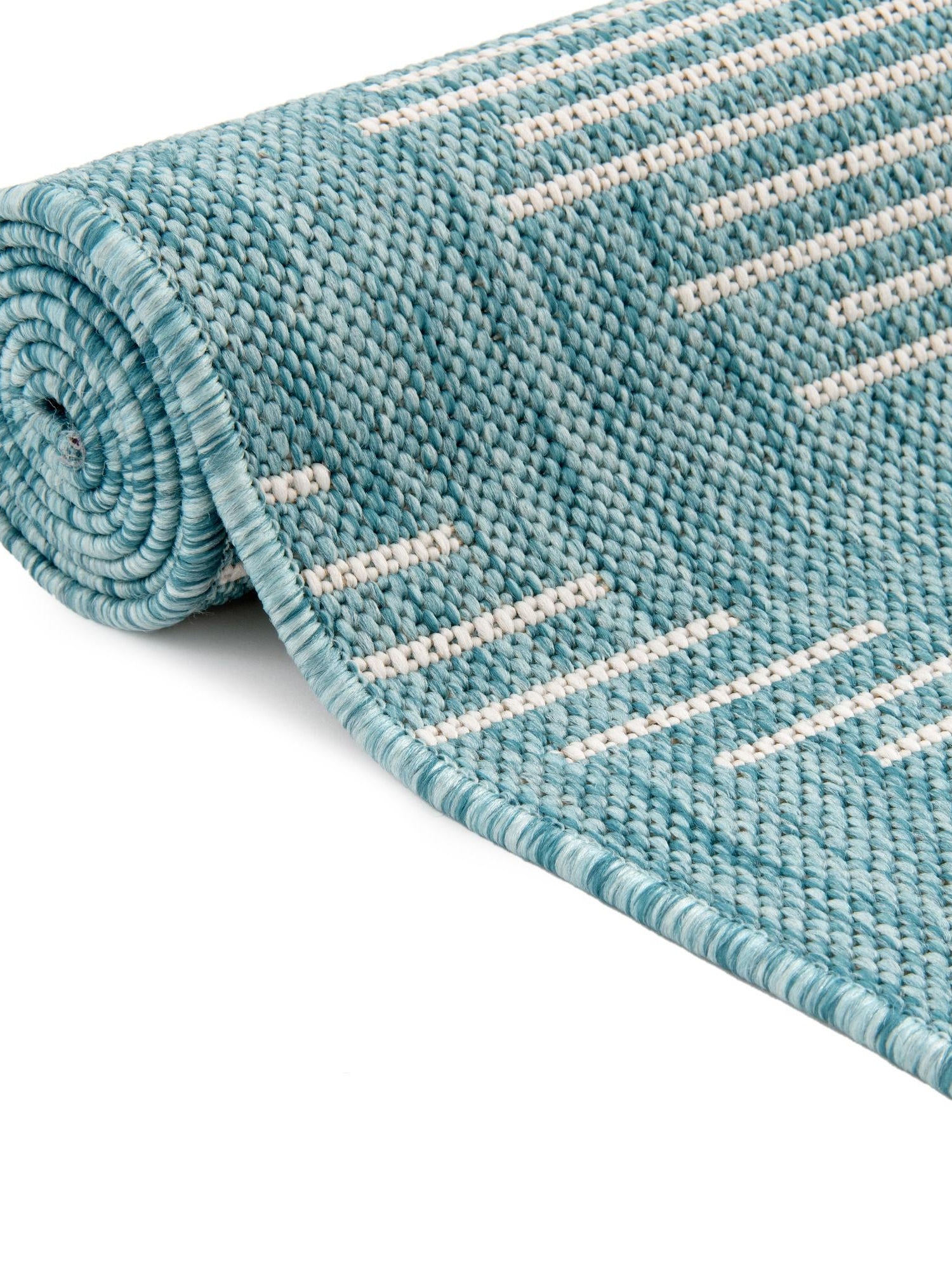 Light Aqua 6' 1 x 9' Outdoor Modern Rectangle Area Rug Weather Resistant for Patio, Deck, Terrace, Balcony, Porch 100% Polypropylene Modern Outside Carpet for Sale at Rug Engine