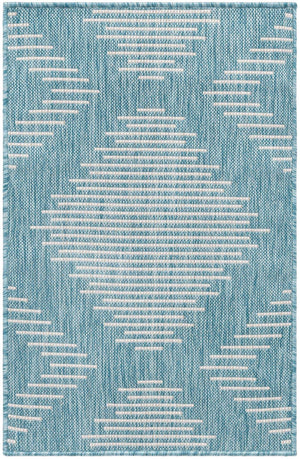 Light Aqua 2' x 3' 1 Outdoor Modern Rectangle Area Rug Weather Resistant for Patio, Deck, Terrace, Balcony, Porch 100% Polypropylene Modern Outside Carpet for Sale at Rug Engine