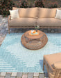 Light Aqua 5' 3 x 5' 3 Outdoor Modern Square Area Rug Weather Resistant for Patio, Deck, Terrace, Balcony, Porch 100% Polypropylene Modern Outside Carpet for Sale at Rug Engine