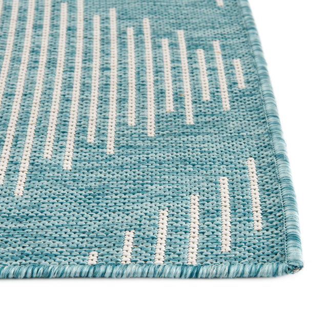Light Aqua 5' 3 x 5' 3 Outdoor Modern Square Area Rug Weather Resistant for Patio, Deck, Terrace, Balcony, Porch 100% Polypropylene Modern Outside Carpet for Sale at Rug Engine
