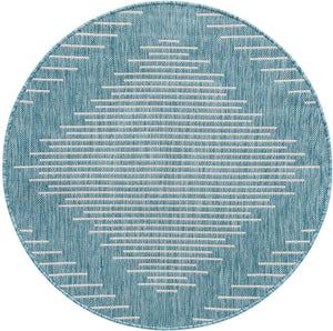 Light Aqua 3' 1 x 3' 1 Outdoor Modern Round Area Rug Weather Resistant for Patio, Deck, Terrace, Balcony, Porch 100% Polypropylene Modern Outside Carpet for Sale at Rug Engine