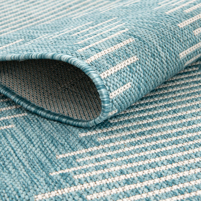 Light Aqua 4' 1 x 4' 1 Outdoor Modern Round Area Rug Weather Resistant for Patio, Deck, Terrace, Balcony, Porch 100% Polypropylene Modern Outside Carpet for Sale at Rug Engine